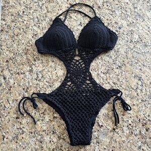 Abercrombie Black Crochet Monokini, size small
